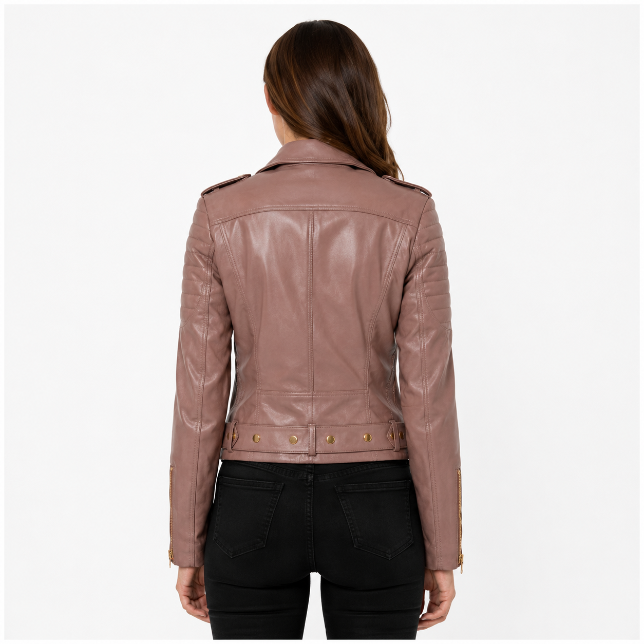 Muted Pink Quilted Moto Jacket