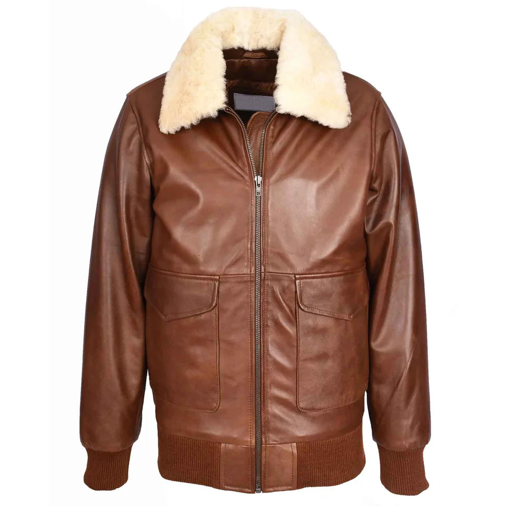 Men’s Premium Leather Aviator Bomber Jacket