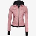 Lambskin Leather Biker Jacket: Removable Hood
