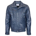Men’s Leather Bomber Blouson Jacket – Robert Blue