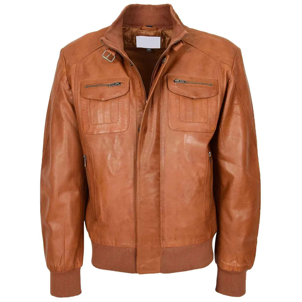 Men’s Leather Bomber Flight Jacket