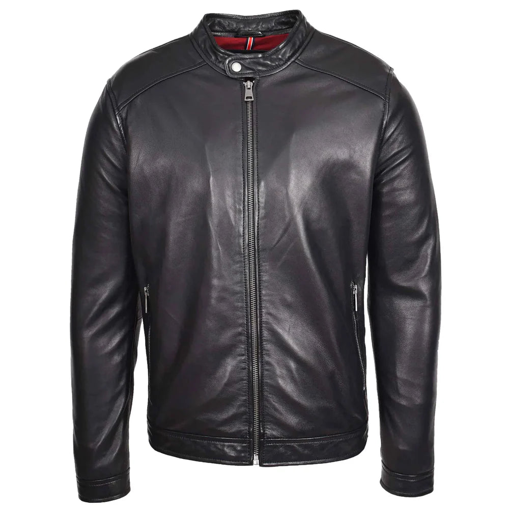 Comfortable Men's Real Leather Casual Biker Style Jacket