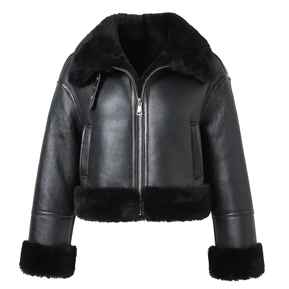Women's B3 Bomber Jacket – Black Shearling Aviator