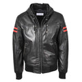 Leather Men's Genuine Lambskin Leather Hooded Bomber Jacket