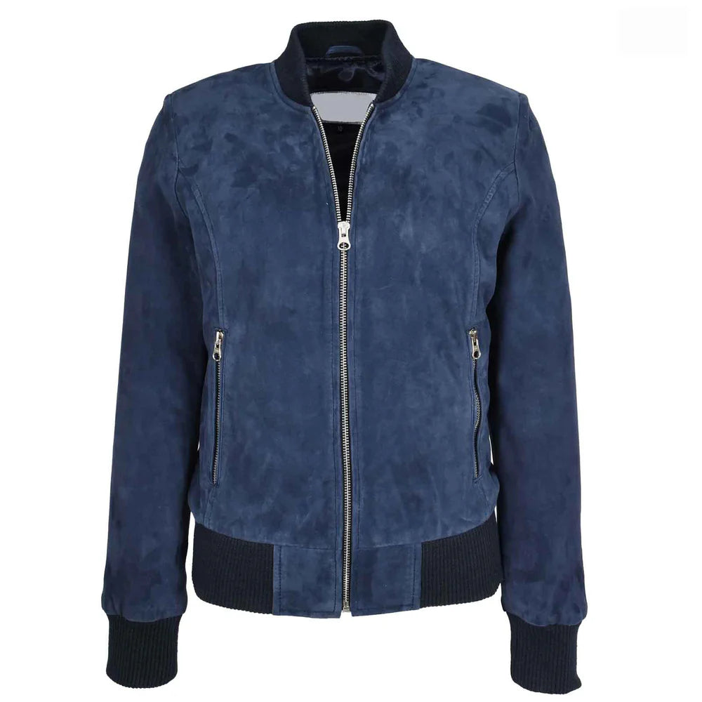 Women's Real Goat Suede Bomber MA-1 Jacket