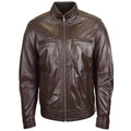 Men's Standing Collar Biker Leather Jacket