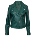 Lambskin Leather Biker Jacket For Women Slim Fit Racer Style