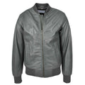 Men’s Grey Leather MA-1 Bomber Jacket