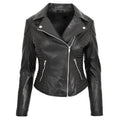 Women’s Real Leather Cross Zip Jacket