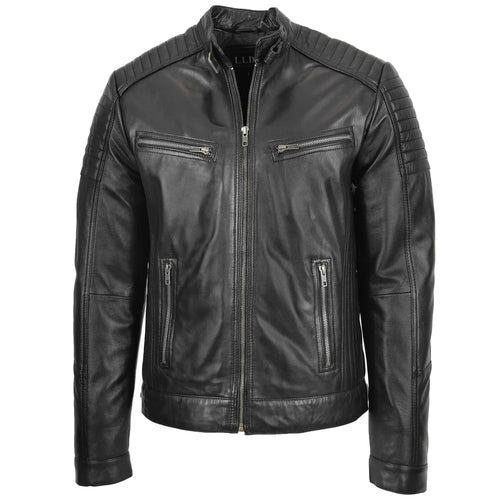 Comfortable Men's Leather Café Racer Biker Jacket