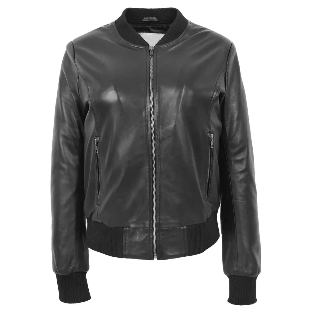 Women's Genuine Leather Bomber Jacket