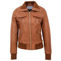 Women's Leather Classic Bomber Jacket