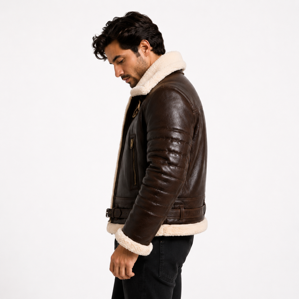 Men's Classic Dark Brown B-3 Aviator Jacket