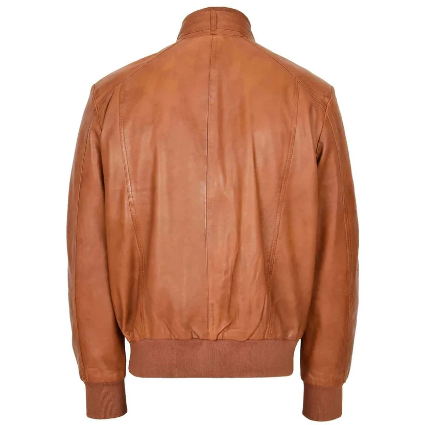 tan leather flight jacket