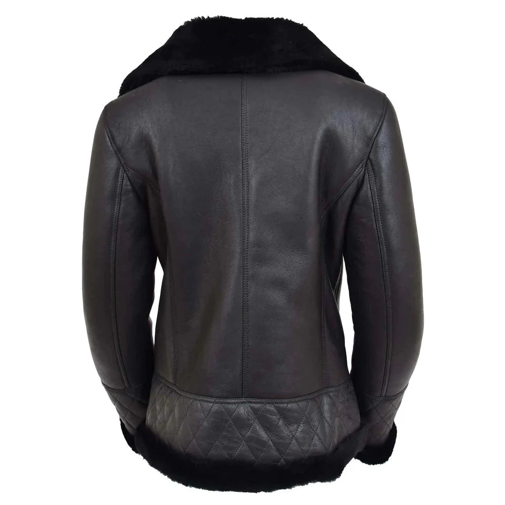 Women’s Merino Sheepskin Aviator Leather Jacket