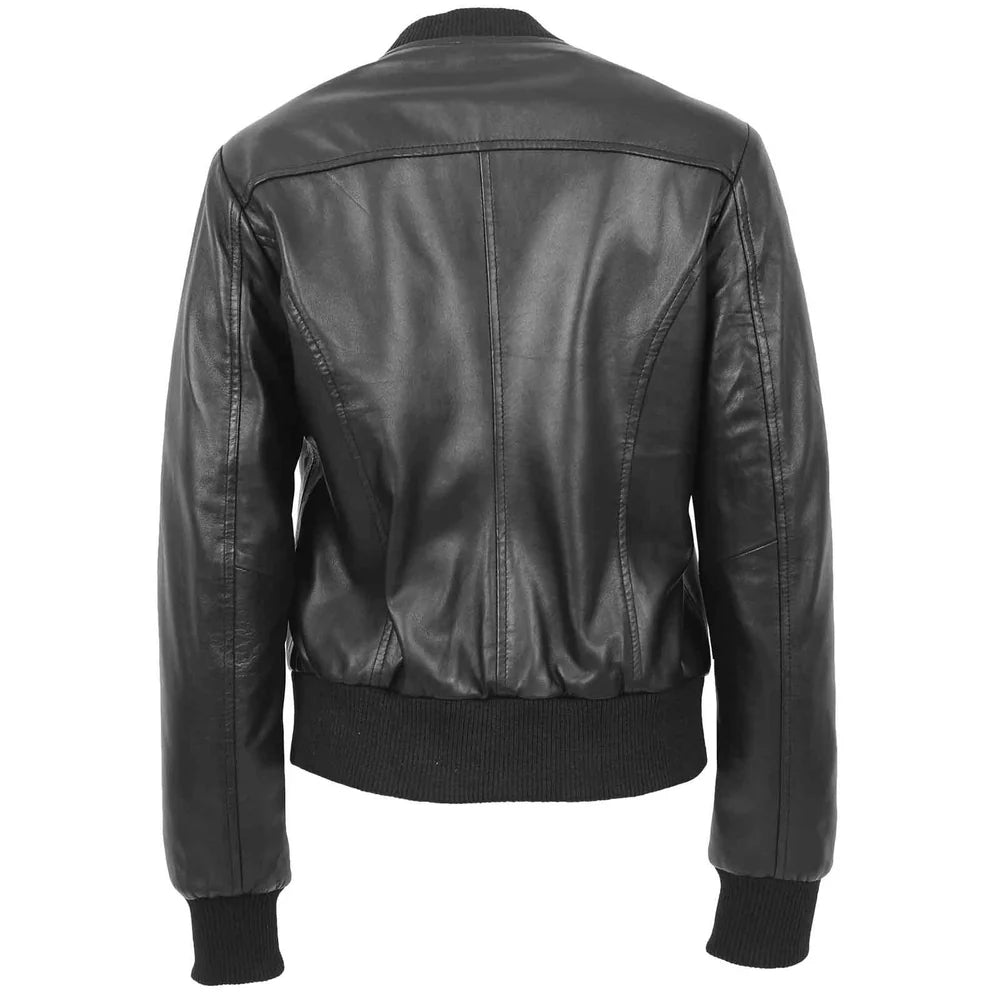 Women's Genuine Leather Bomber Jacket