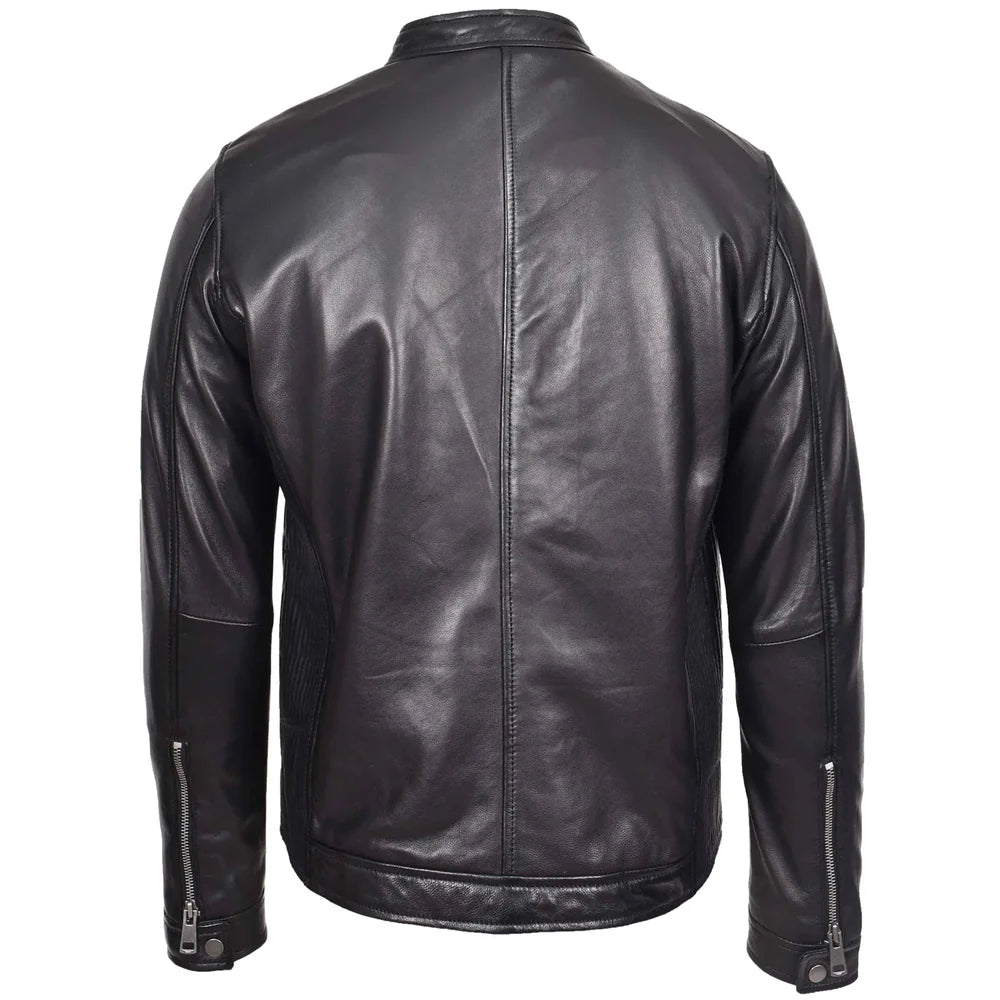 Comfortable Men's Real Leather Casual Biker Style Jacket