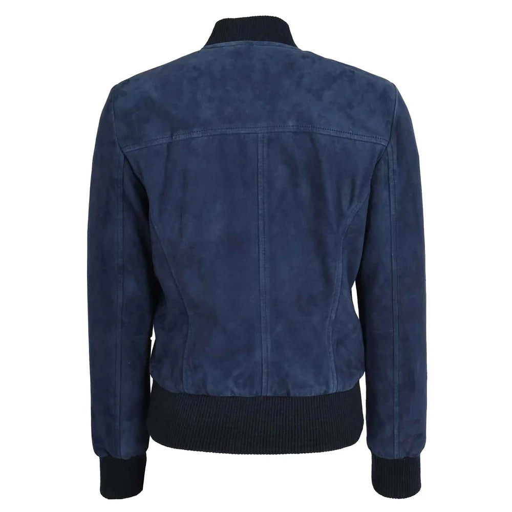 Women's Real Goat Suede Bomber MA-1 Jacket