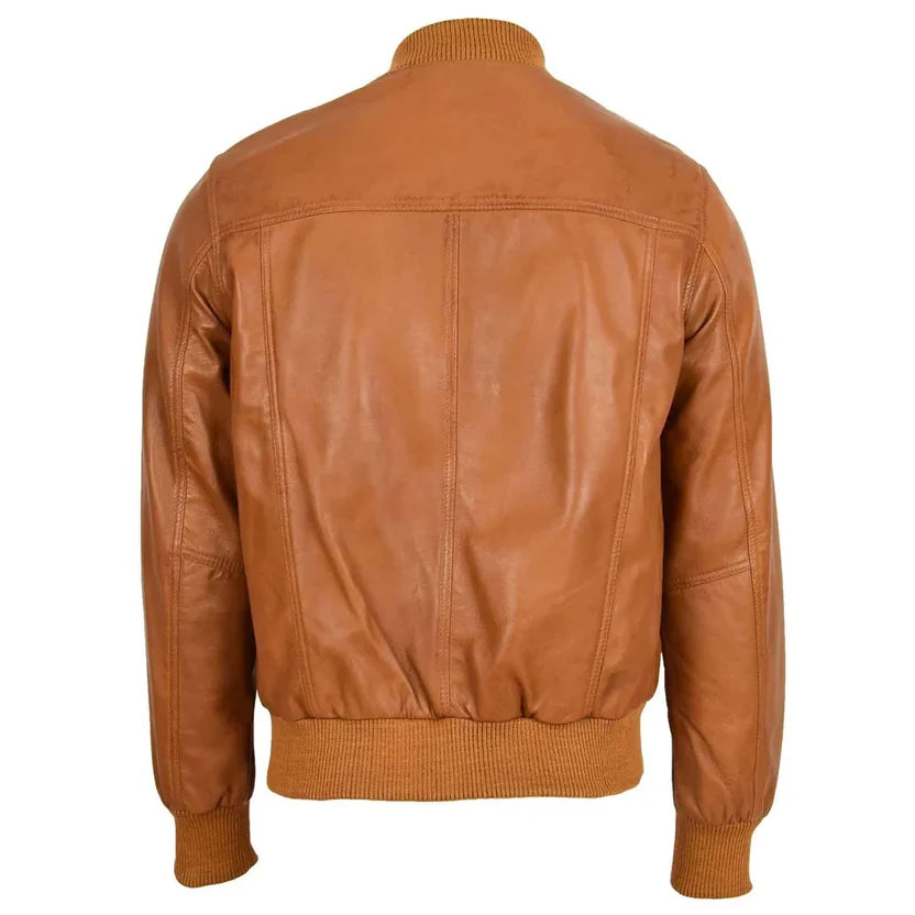 tan leather bomber jacket