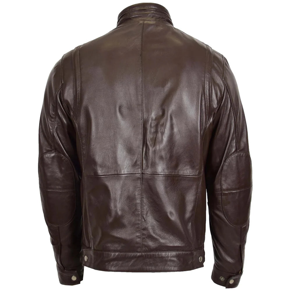 Men's Standing Collar Biker Leather Jacket