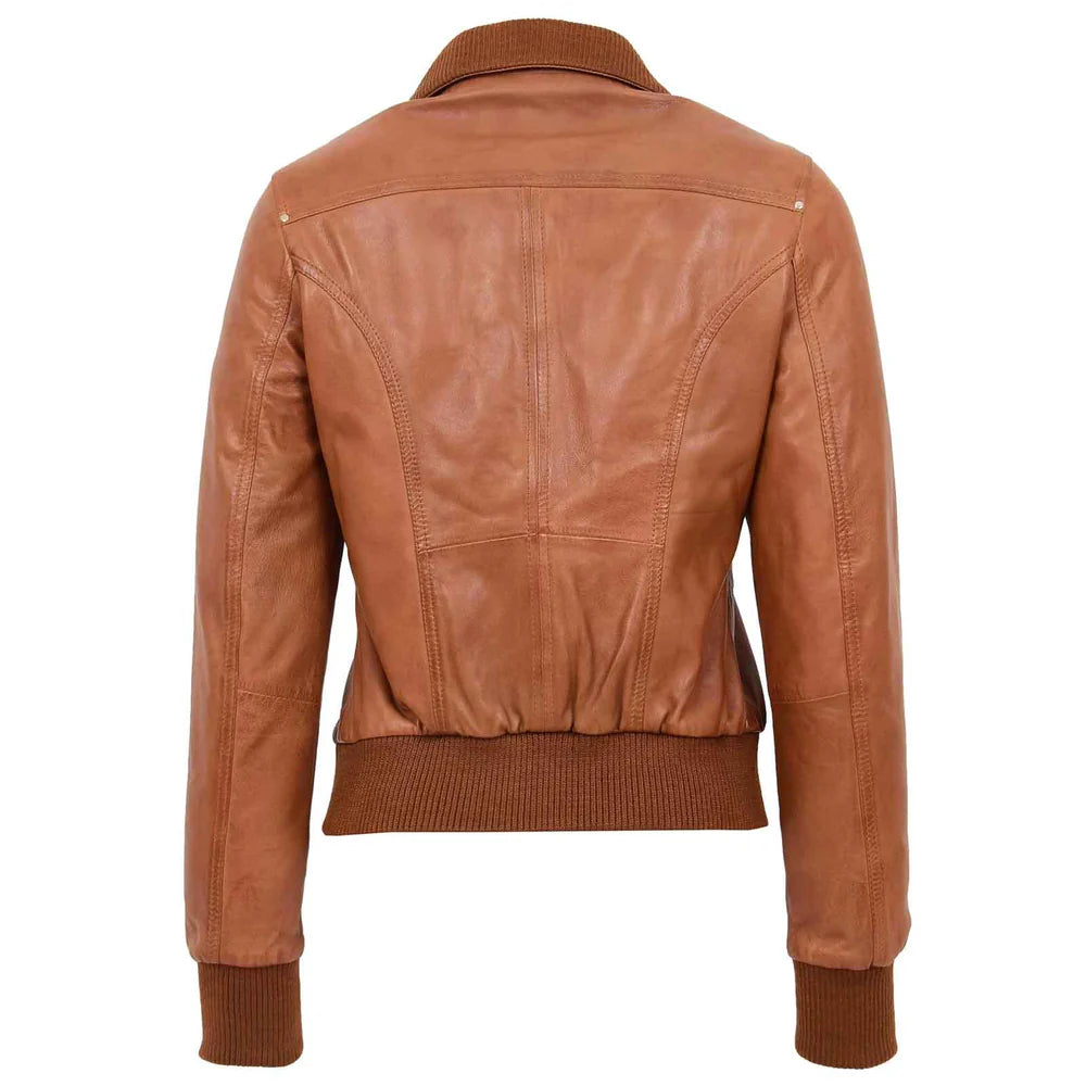 Women's Leather Classic Bomber Jacket