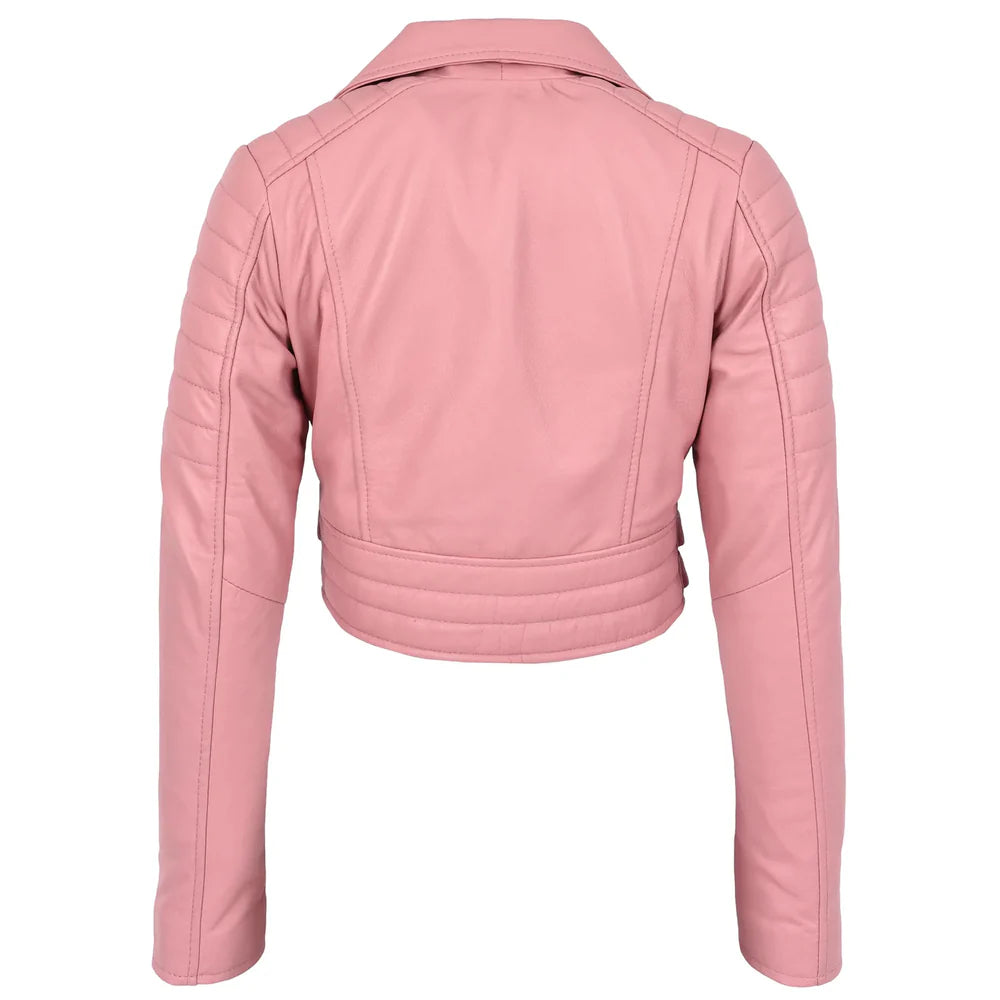 Women’s Cropped Leather Biker Jacket