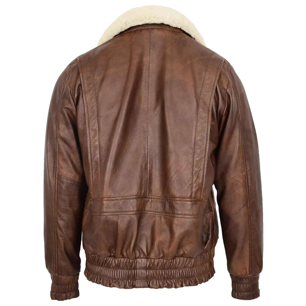 Men’s Leather Bomber Jacket G-1 Aviator Style