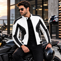 Men's White & Black Premium Leather Biker Jacket