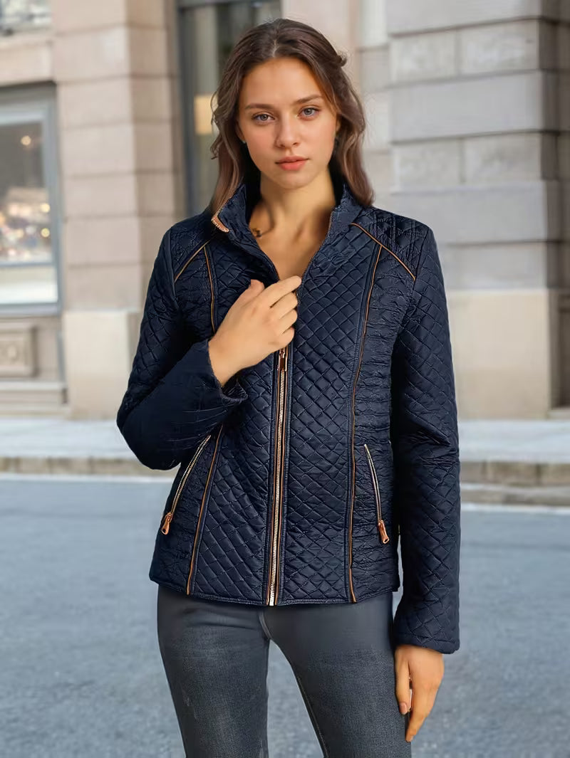 Quilted Lightweight Stand-Collar Jacket