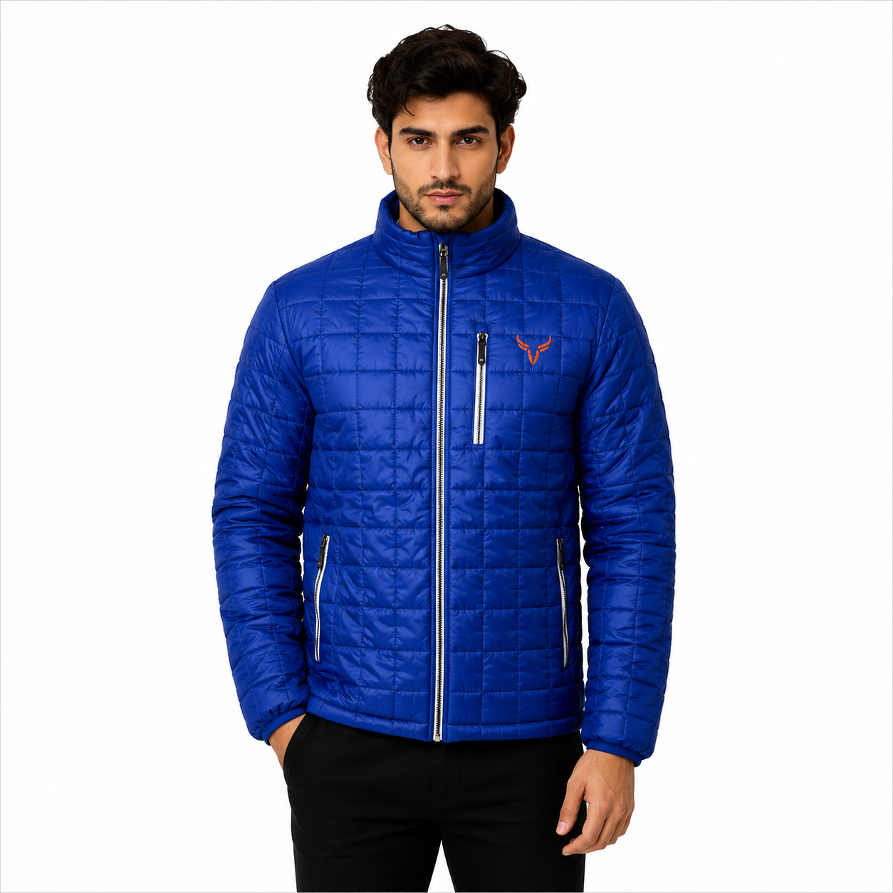Men's Royal Blue Quilted Puffer Jacket 