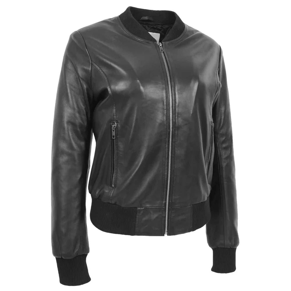 Women's Genuine Leather Bomber Jacket