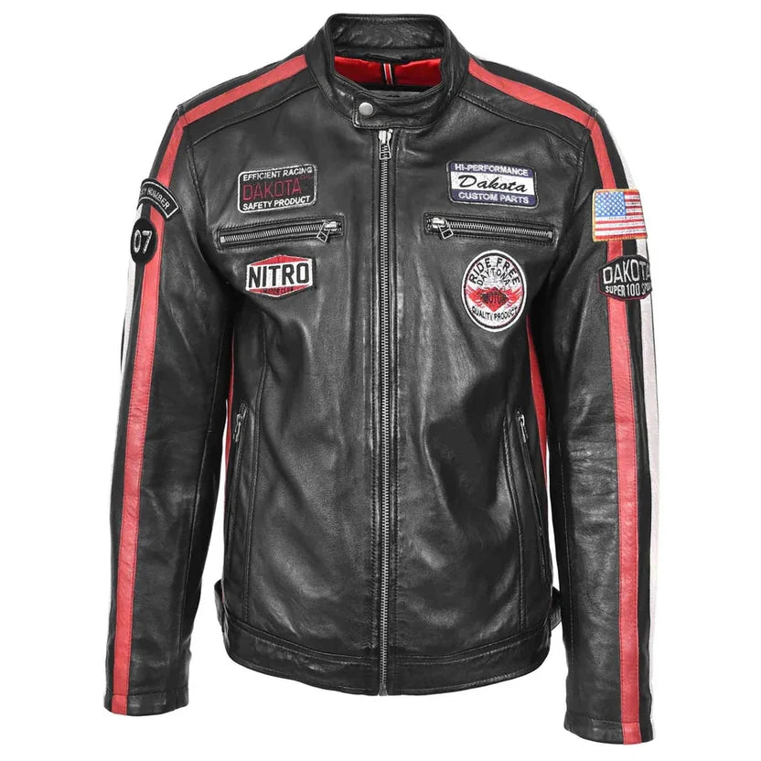 Men's Black Leather Racing Jacket 