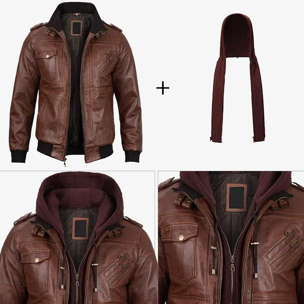 Men's Brown Bomber Genuine Leather Jacket