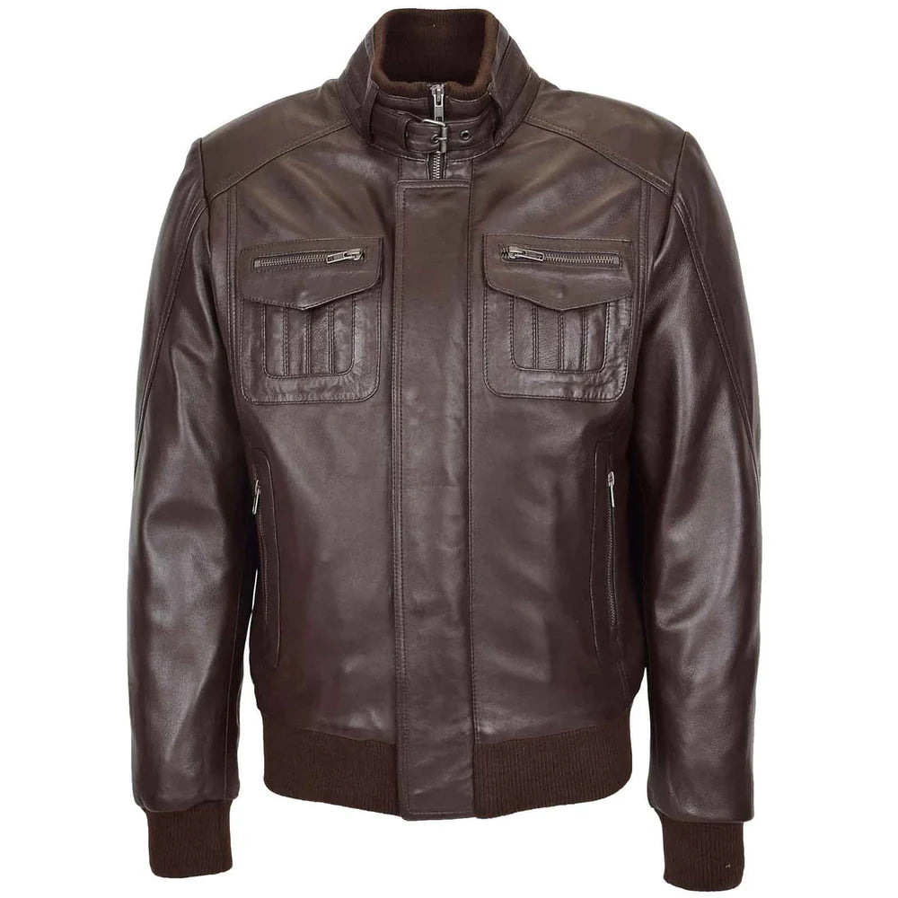 Men’s Leather Bomber Flight Jacket