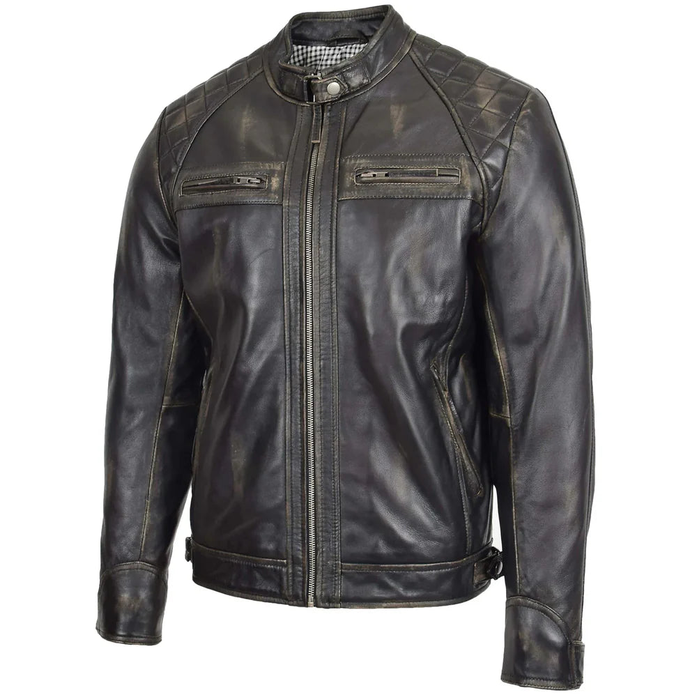 Lightweight Men's Biker Style Leather Jacket