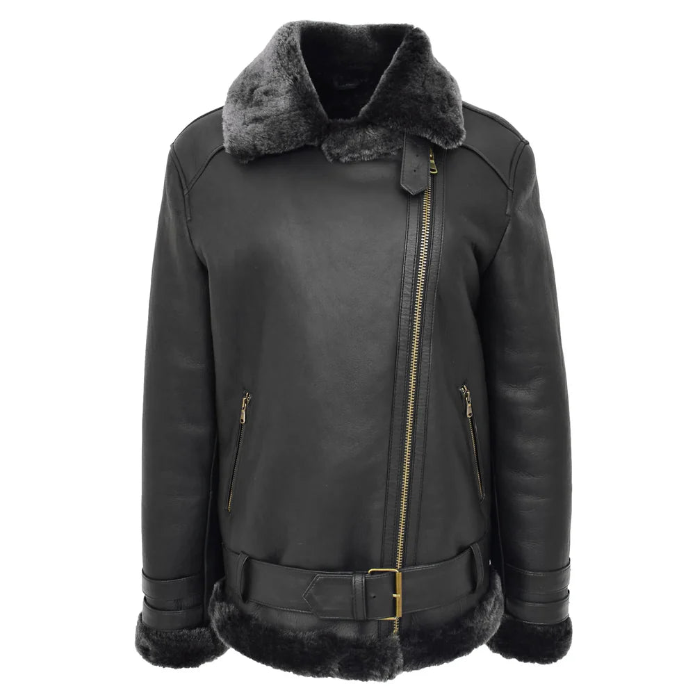 Women's Sheepskin Aviator Pilot Jacket