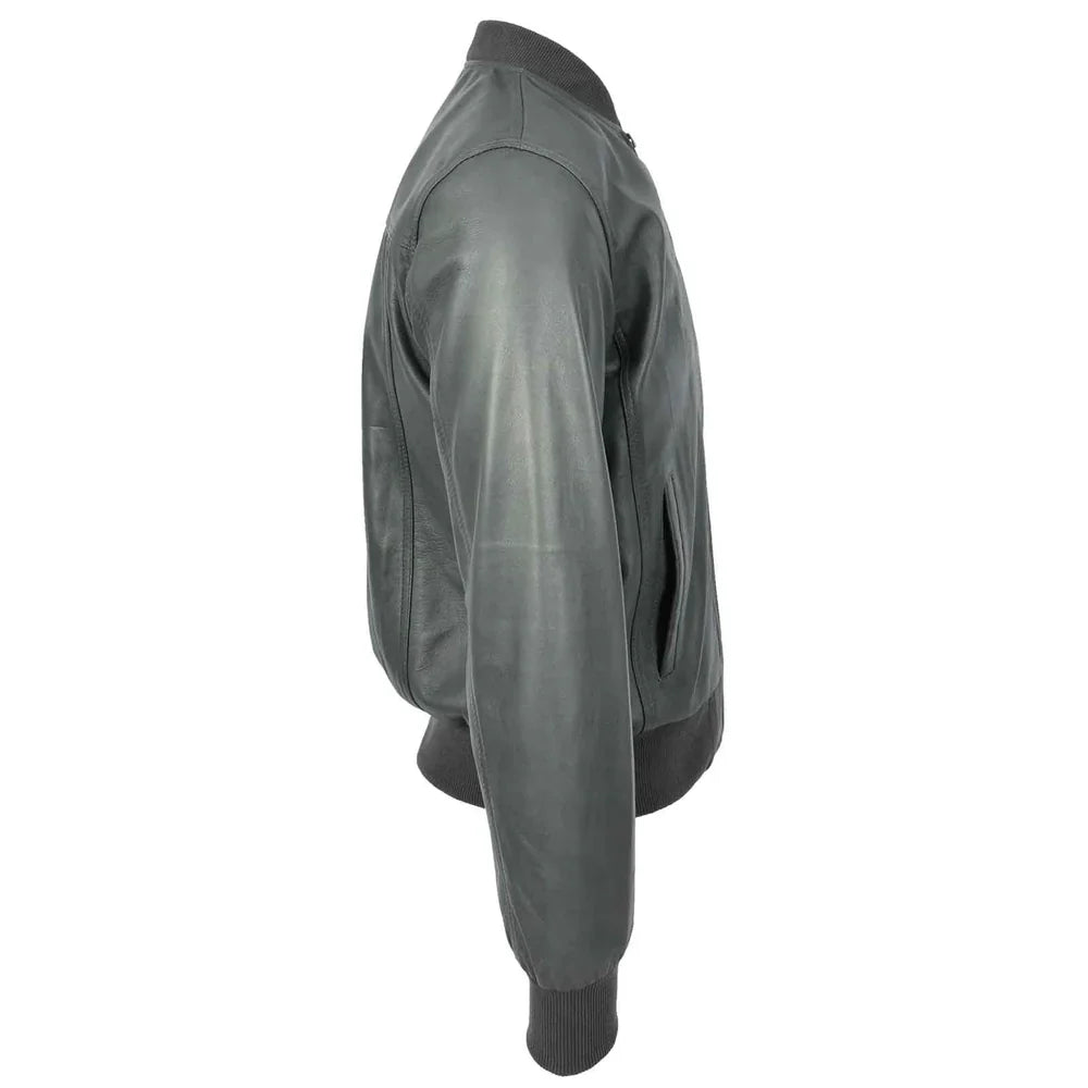 Men's Tan Leather Bomber Jacket - Genuine Cowhide Cognac Bomber - HarvexaLeather