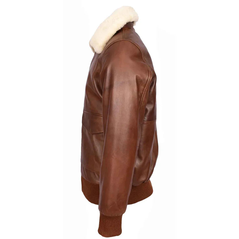 Men’s Premium Leather Aviator Bomber Jacket