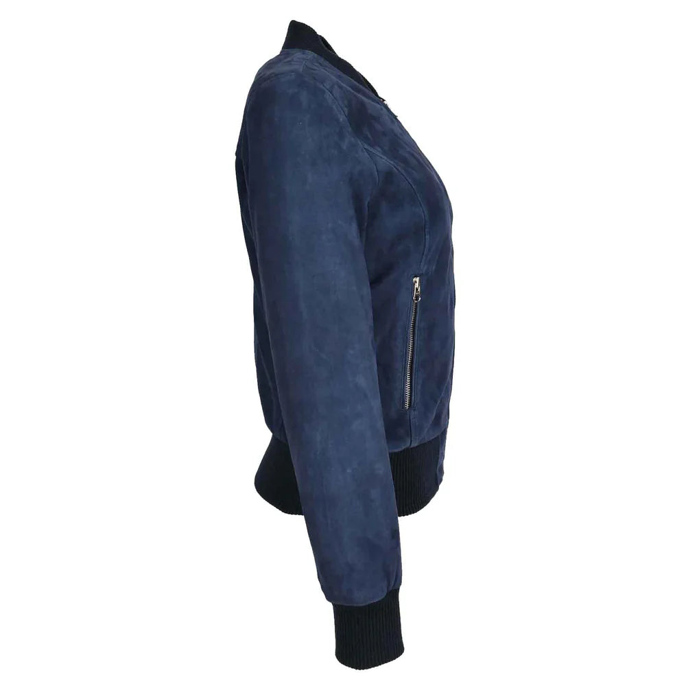 Women's Real Goat Suede Bomber MA-1 Jacket