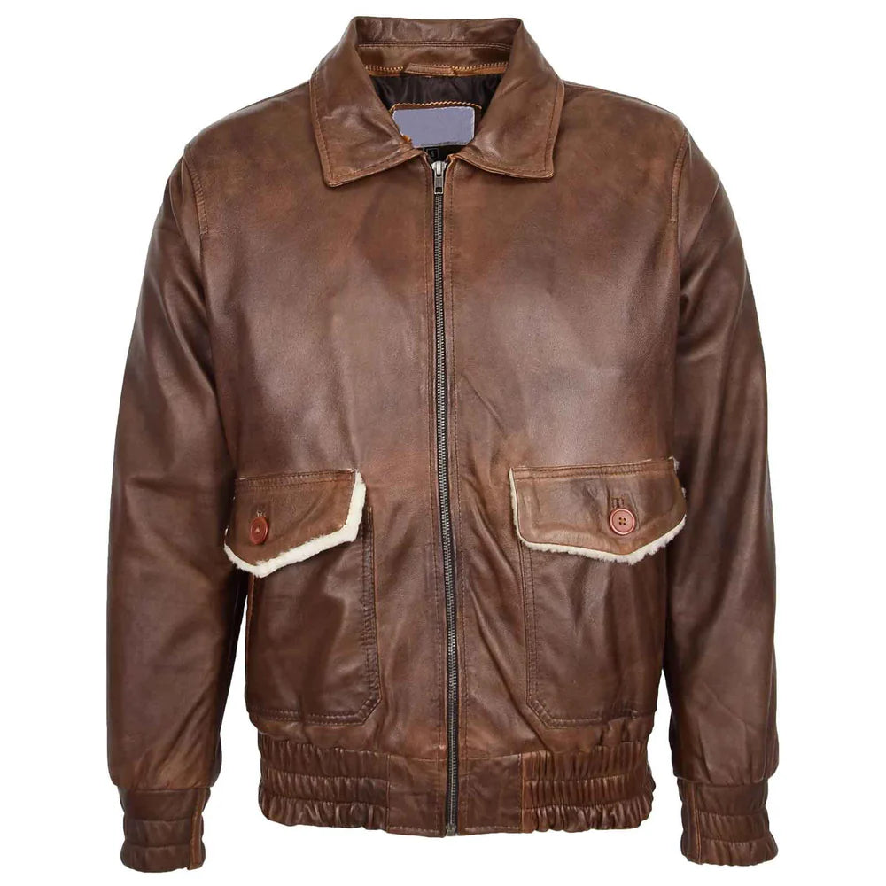 Men’s Leather Bomber Jacket G-1 Aviator Style