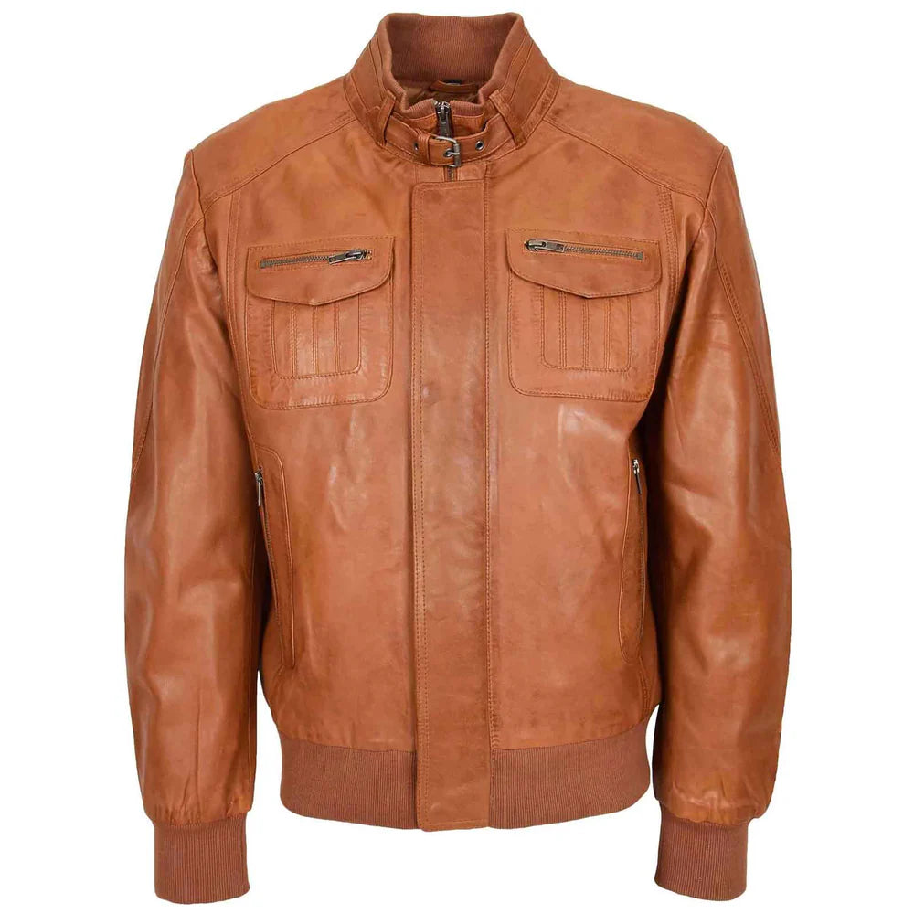 Men’s Leather Bomber Flight Jacket