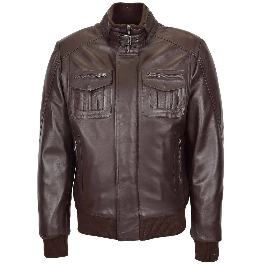 Men's Brown Leather Flight Jacket