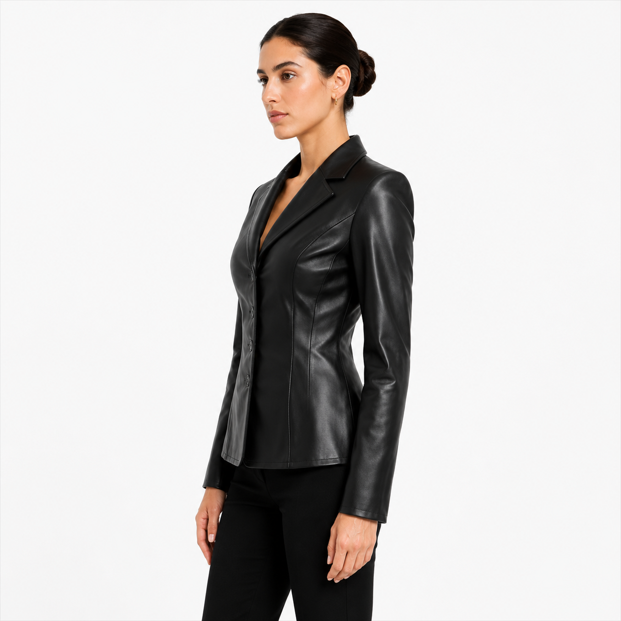 Women's Slim Fit Leather Blazer