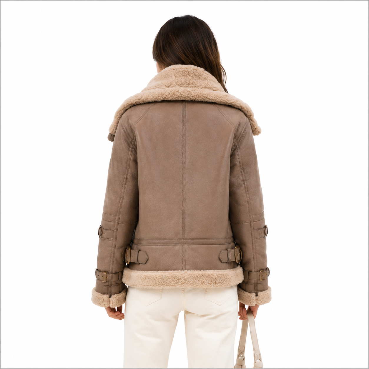 Velocite Oversized Leather Shearling Jacket