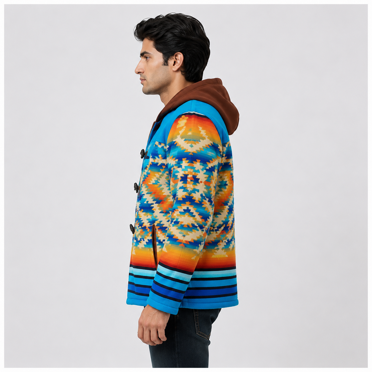 Men's Western Aztec Toggle Hoodie