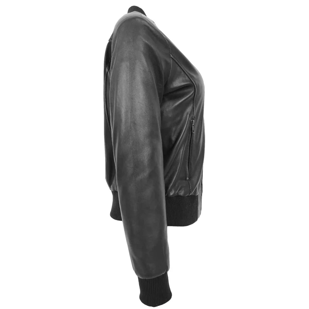 Women's Genuine Leather Bomber Jacket