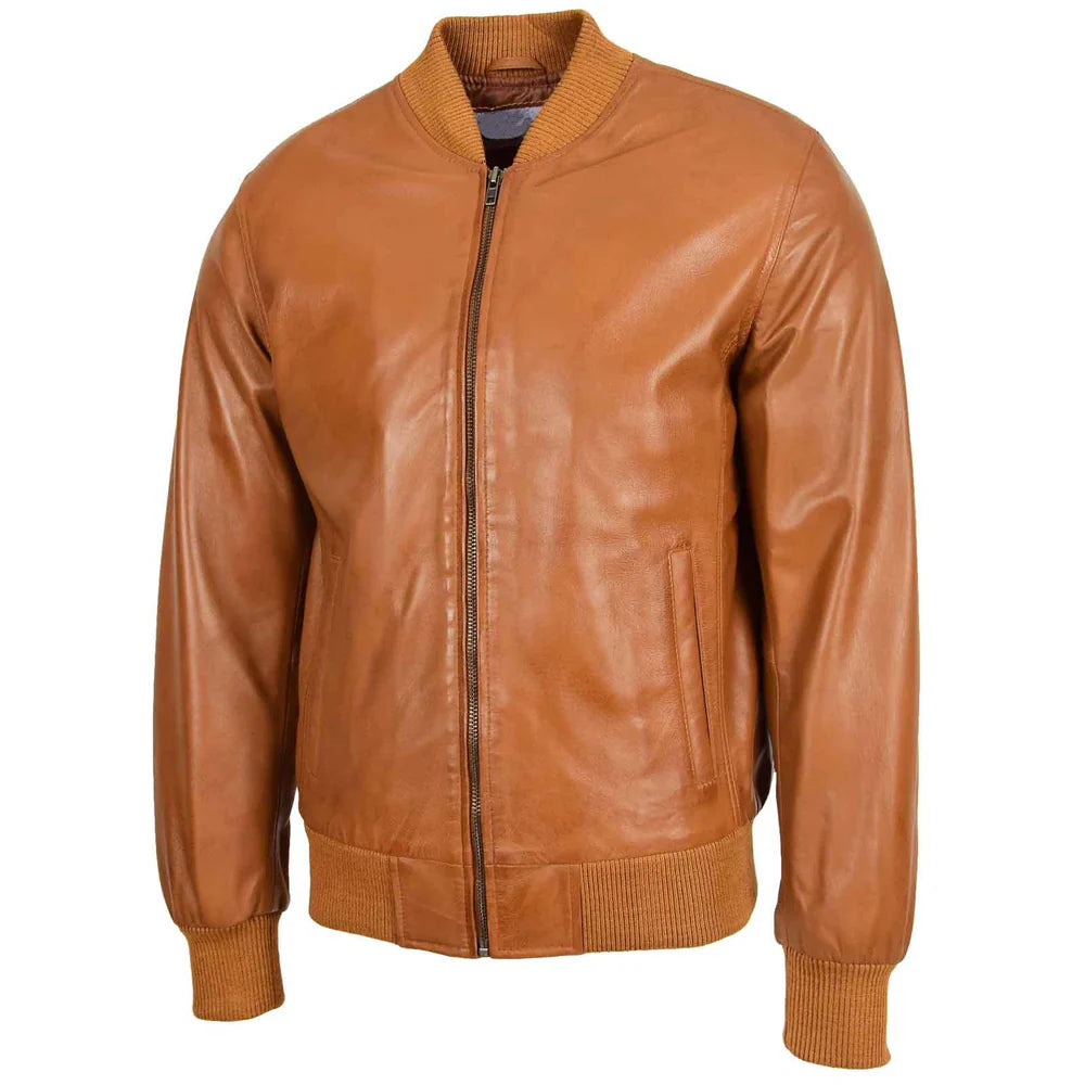 Men’s Leather MA-1 Bomber Jacket