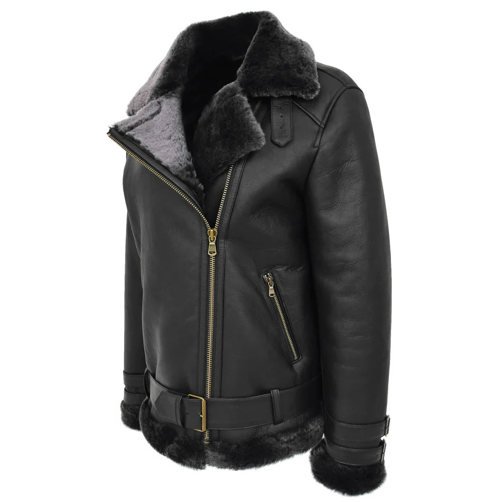 Women's Sheepskin Aviator Pilot Jacket