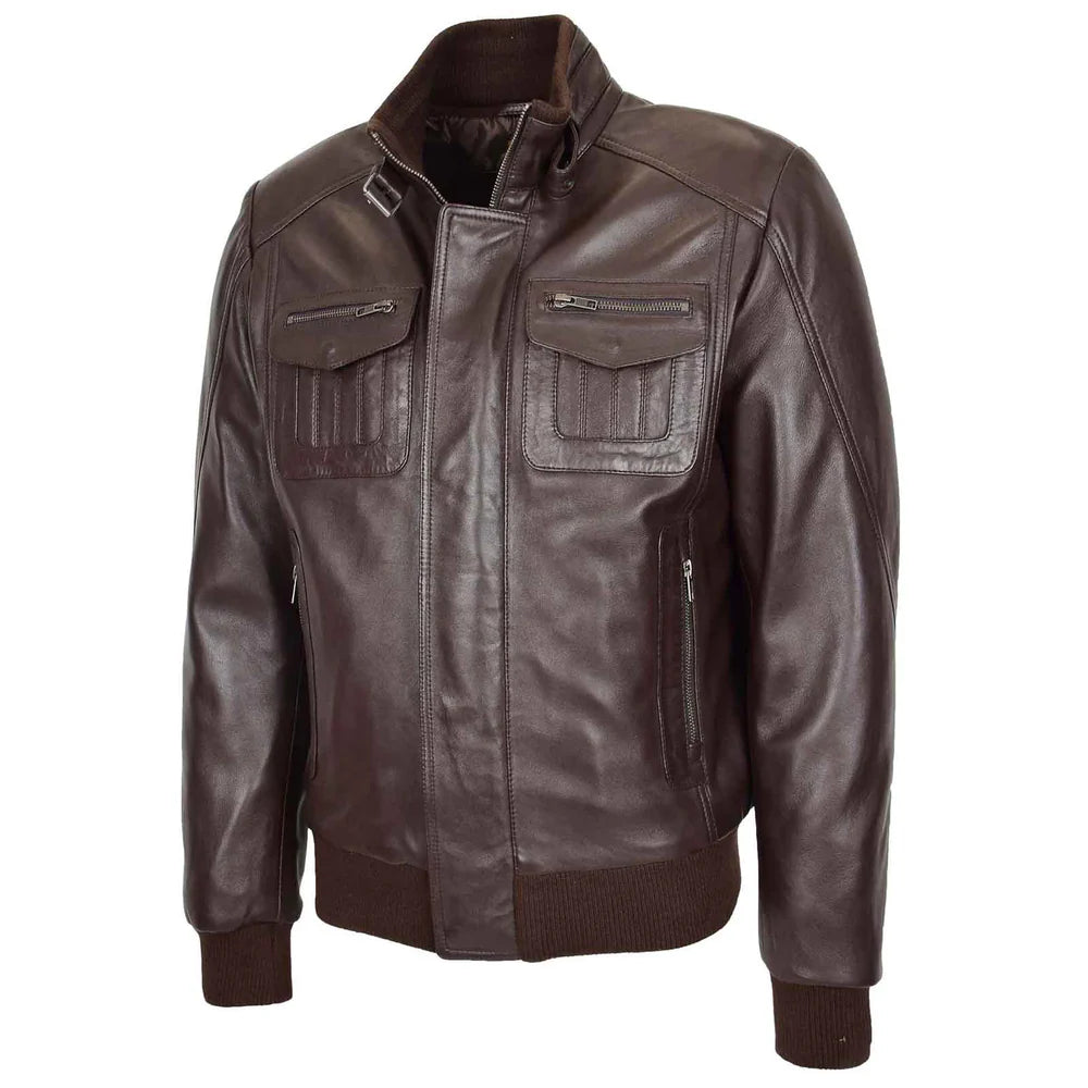Men’s Leather Bomber Flight Jacket