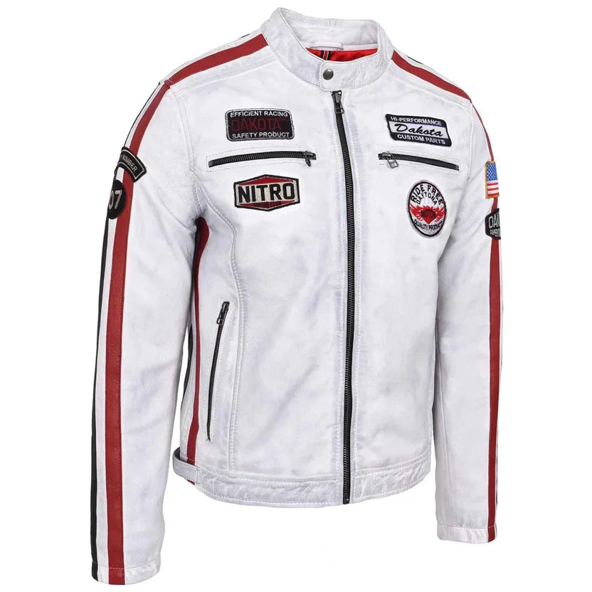 white leather jacket